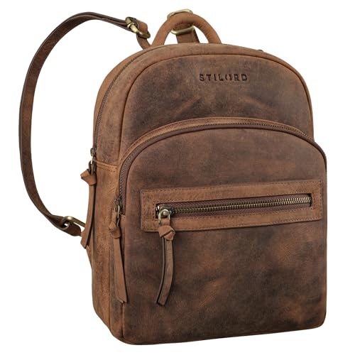 STILORD 'Alba' Kleiner Leder Rucksack Damen Vintage Daypack City Rucksack | Mini Echtleder Rucksack für Shopping, Reisen, Büro & Uni, Farbe:avani - braun von STILORD