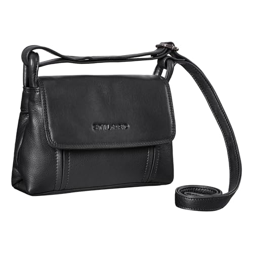 STILORD 'Alessia' Kleine Lederhandtasche Damen Schultertasche Umhängetasche Vintage Elegante Crossbody Bag ideal als Party Bag Shopping Tasche Leder, Farbe:schwarz von STILORD