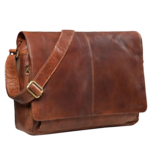 STILORD 'Alex' Vintage Ledertasche Männer Frauen Businesstasche zum Umhängen 15,6 Zoll Laptoptasche Aktentasche Unitasche Umhängetasche Leder, Farbe:maraska - braun von STILORD