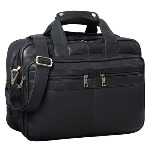 STILORD 'Alexander' Lehrertasche Herren Leder Vintage Aktentasche Laptoptasche Bürotasche Businesstasche groß XXL Umhängetasche mit Dreifachtrenner, Farbe:schwarz STILORD 'Alexander' Lehrertasche Herren Leder Vintage Aktentasche Laptoptasche Bürotasche Businesstasche groß XXL Umhängetasche mit Dreifachtrenner, Farbe:schwarz von STILORD