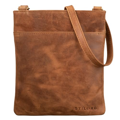 STILORD 'Alicia' Kleine Ledertasche Umhängetasche Damen Ausgehtasche Schultertasche Handtasche Echtes Leder im Eleganten Vintage Design, Farbe:taranto - braun von STILORD