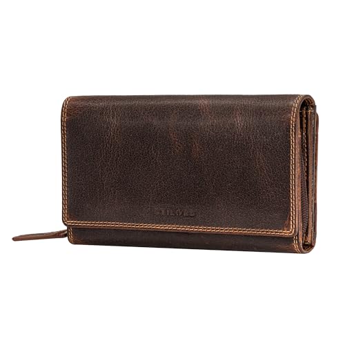 STILORD 'Alissa' Elegante Geldbörse Damen Leder Groß - 26 Kartenfächer & viele Fächer - Portemonnaie mit Reißverschluss RFID-Schutz - Geldbeutel extra Münzfach Echt-Leder, Farbe:luino - braun von STILORD