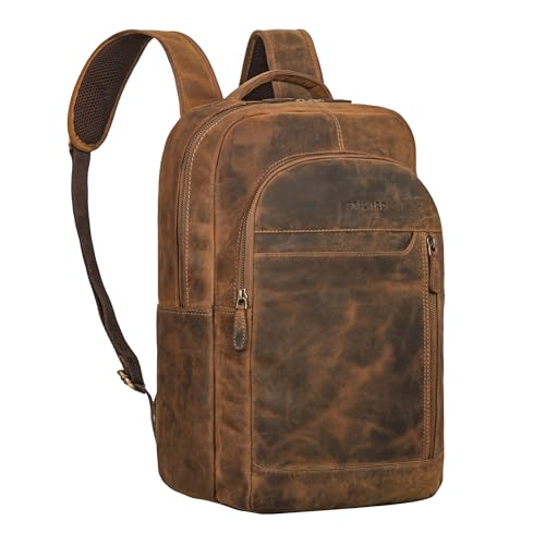 STILORD 'Alura' Großer Rucksack Damen und Herren Leder Modern Tagesrucksack Rucksack mit vielen Fächern Latpoprucksack 15,6 Zoll Cityrucksack, Farbe:calais - braun von STILORD