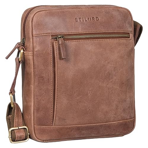 STILORD 'Alwin' Umhängetasche Herren Leder Schultertasche Männer Tablettasche 10 Zoll Vintage Crossbody Bag Retro Tasche Leder, Farbe:Messina - braun von STILORD