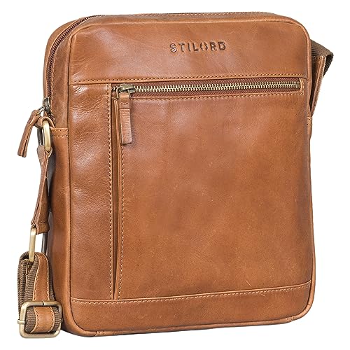 STILORD 'Alwin' Umhängetasche Herren Leder Schultertasche Männer Tablettasche 10 Zoll Vintage Crossbody Bag Retro Tasche Leder, Farbe:Mocca - Dunkelbraun von STILORD