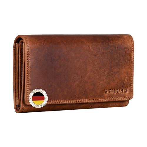 STILORD große Damen-Geldbörse aus Leder Cognac - Vintage Portemonnaie - Brieftasche mit RFID Schutz - Echtleder Brieftasche 'Amanda' von STILORD