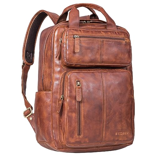 STILORD 'Amos' Exklusiver Business Lederrucksack Vintage Laptop Rucksack Herren Studenten Echtleder Business Rucksack Damen Leder Retro von STILORD