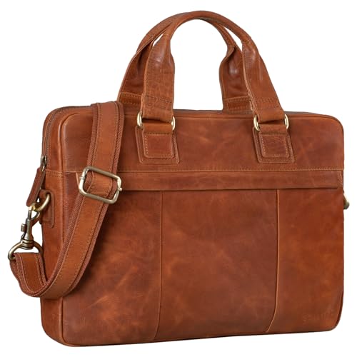 STILORD 'Andrew' Vintage Business Ledertasche Klassische Aktentasche für Herren und Damen 13,3 Zoll Laptoptasche für Arbeit Büro Aufsteckbar, Farbe:maraska - braun von STILORD