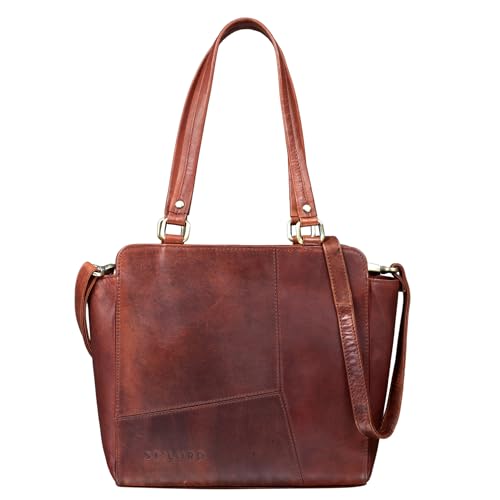 STILORD 'Anna' Elegante Ledertasche Damen Vintage Umhängetasche Leder Kleine Handtasche Frauen zum Umhängen Klassische Abendtasche Echtleder Tasche, Farbe:porto - cognac von STILORD