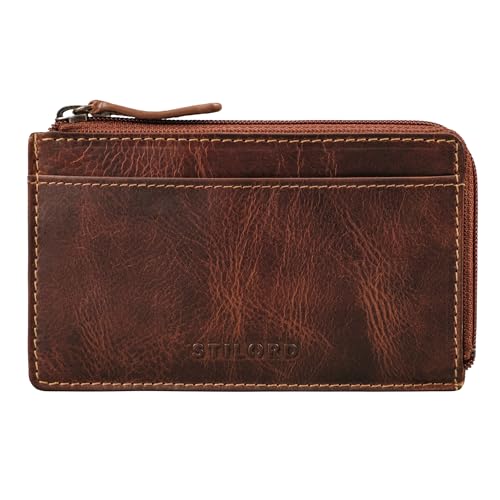 STILORD 'Ano' 2-in-1 Leder Schlüsseltasche Schlüsseletui 6 Karten-Fächer Münzfach Geld-Fach ideal als Slim Wallet Mini Geldbörse Echtleder Damen Herren Schlüssel-Etui, Farbe:Salerno - braun von STILORD