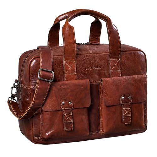 STILORD 'Anouk' Vintage Umhängetasche Leder Gross 13,3'' für Herren Damen Laptoptasche Schultertasche DIN A4 Aktentasche Hochwertiges Echtleder, Farbe:brandy - braun von STILORD