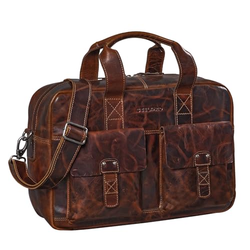 STILORD 'Anouk' Vintage Umhängetasche Leder Gross 13,3'' für Herren Damen Laptoptasche Schultertasche DIN A4 Aktentasche Hochwertiges Echtleder, Farbe:Milano - braun von STILORD