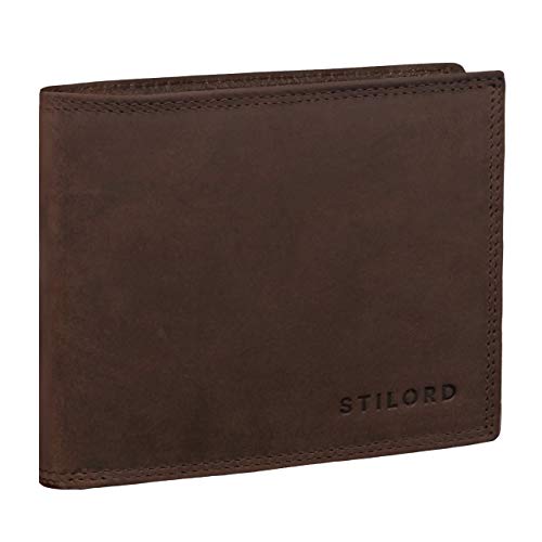 STILORD 'Antonio' Brieftasche Leder RFID und NFC Schutz Portemonnaie Herren Geldbörse Geldbeutel Portmonee Etui EC-Kartenfach Leder Vintage Leder, Farbe:Ancona - braun von STILORD