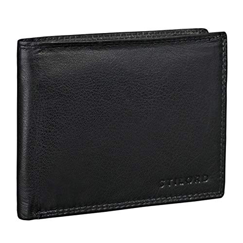 STILORD Brieftasche Portemonnaie Herren Geldbörse Geldbeutel Portmonee Etui EC-Kartenfach Leder Vintage Ziegen Leder schwarz von STILORD