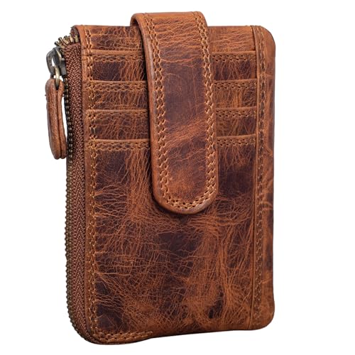 STILORD 'Archer' Vintage Leder Schlüsselmappe Mini-Kartenbörse Kleines Portemonnaie RFID kleine Geldbörse Schlüsseletui Organizer Schlüsselanhänger, Farbe:Kara - Cognac von STILORD