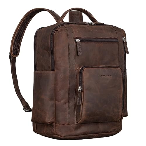 STILORD 'Archibald' Leder Business Rucksack Damen und Herren Laptop Rucksack 15,6 Zoll Arbeitstasche Damen Tagesrucksack, Farbe:Zamora - braun von STILORD