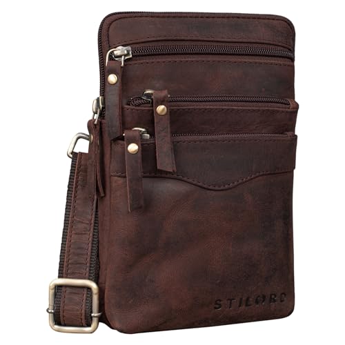 STILORD 'Aria' Brusttasche Leder klein multifunktional für Damen und Herren Gürteltasche Vintage Umhängetasche 8 Zoll, Farbe:Montero - braun von STILORD