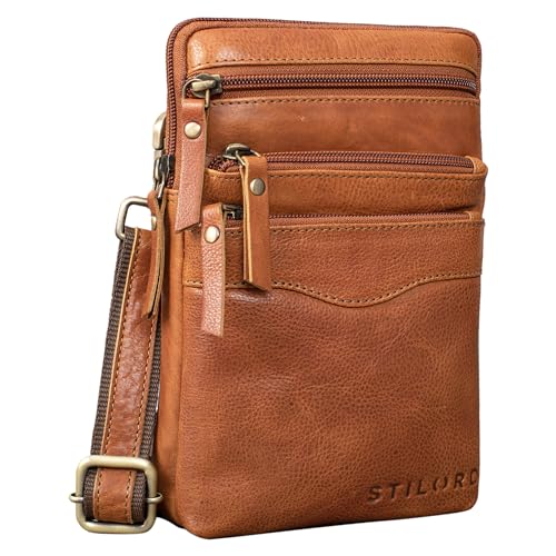 STILORD 'Aria' Brusttasche Leder klein multifunktional für Damen und Herren Gürteltasche Vintage Umhängetasche 8 Zoll, Farbe:Texas - braun von STILORD