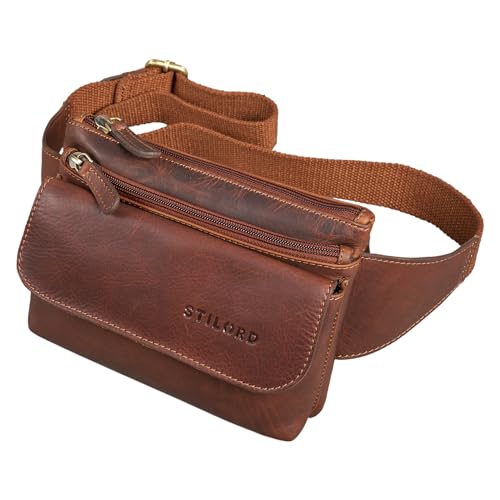 STILORD 'Atlanta' Vintage Bauchtasche Echtleder für Herren Damen Gürteltasche groß zum Umhängen als Brusttasche Cross-Body Bag Hüfttasche Leder, Farbe:Porto - Cognac von STILORD