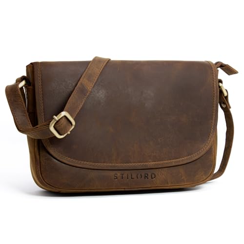 STILORD 'Avis' Damen Handtasche Klein Vintage Frauen Umhängetasche Klassische Abendtasche Partytasche Freizeittasche Echtleder, Farbe:vinto - braun von STILORD