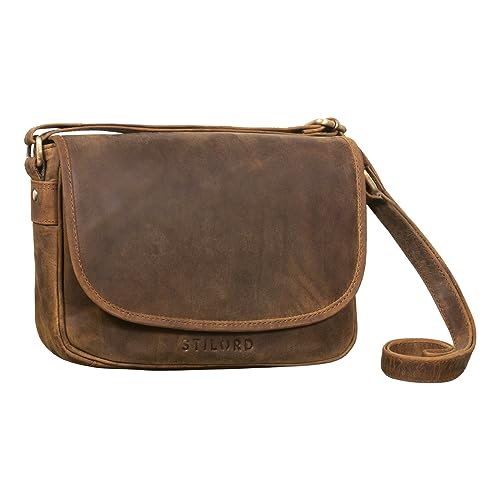 STILORD 'Avis' Damen Handtasche Klein Vintage Frauen Umhängetasche Klassische Abendtasche Partytasche Freizeittasche Echtleder, Farbe:vinto - braun von STILORD