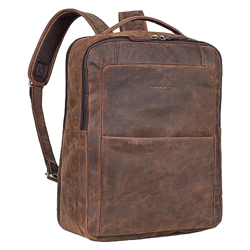 STILORD 'Balduin' Großer Leder Laptop Rucksack für Notebooks bis 15,6 Zoll Business Rucksack Herren Arbeitsrucksack Damen Echtleder Vintage Rucksack, Farbe:zamora - braun von STILORD