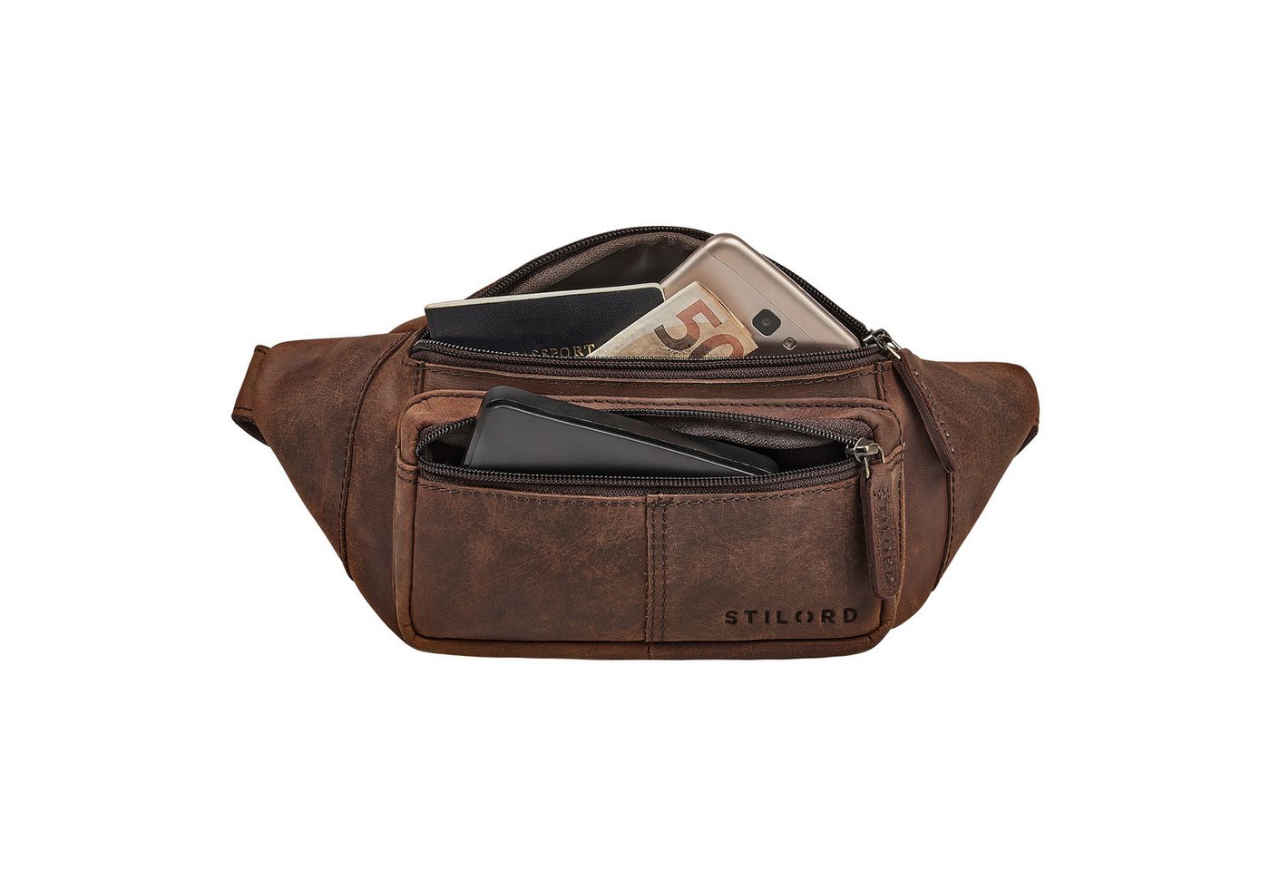 STILORD Bauchtasche "Devon" Vintage Bauchtasche Herren Leder Gürteltasche viele Fächer von STILORD