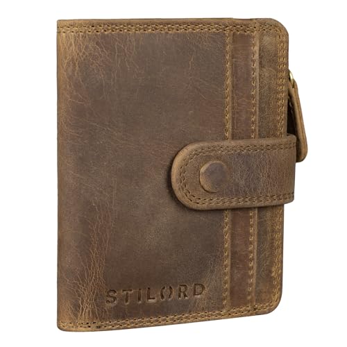 STILORD 'Beckett' Kartenetui Leder RFID Herren Mini-Geldbörse Portemonnaie klein für EC-Karten Slim Wallet Geldbörse Brieftasche Voll-Leder, Farbe:mittel - braun von STILORD