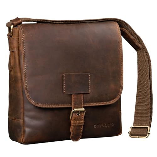STILORD 'Bennet' Messenger Bag Herrentasche Leder zum Umhängen Hochwertige Schultertasche für 10.1 Zoll Tablet iPad Echtes Vintage Leder, Farbe:mittel - braun von STILORD