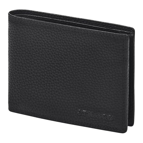 STILORD 'Bjarne' Herren Geldbörse Leder Schwarz Echtleder Portemonnaie Groß - Ledergeldbörse mit vielen Fächern & extra-stabile Doppelnaht - Portmonee Männer Geldbeutel mit RFID Schutz von STILORD