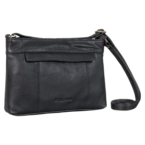 STILORD 'Blair' Elegante Umhängetasche Damen Leder Vintage Handtasche Klein Crossbody Bag Frauen Ledertasche zum Ausgehen Abendtasche Echtleder, Farbe:schwarz von STILORD