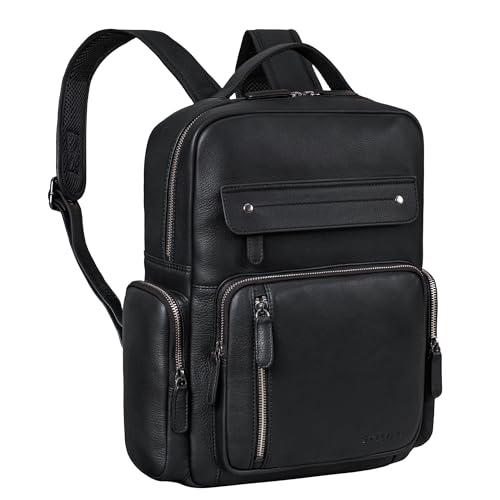 STILORD 'Blaze' Vintage Leder Rucksack Herren Damen Groß - Daypack Backpack Tagesrucksack Echtleder viele Fächer für Uni Schule Arbeit Büro Freizeit Reise Handgepäck, Farbe:schwarz von STILORD
