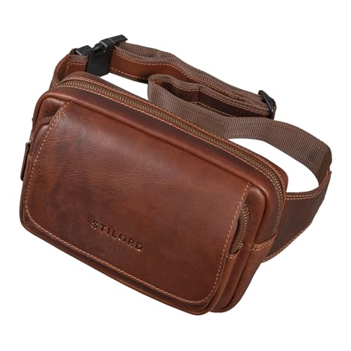 STILORD 'Boston' Gürteltasche Leder Vintage Bauchtasche Männer Frauen Hüfttasche für Kamera Jogging Reise Festival Sport Doggy Bag Echtleder, Farbe:Porto - Cognac von STILORD