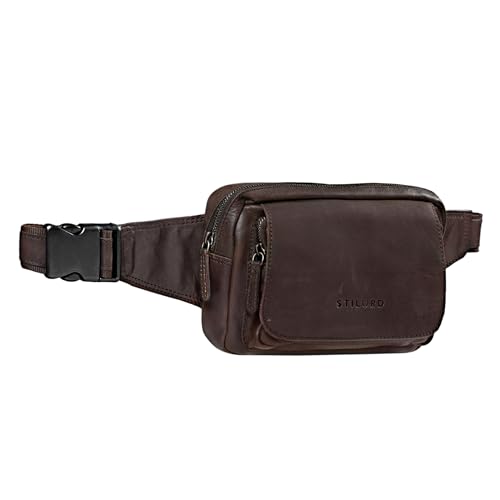 STILORD 'Boston' Gürteltasche Leder Vintage Bauchtasche Männer Frauen Hüfttasche für Kamera Jogging Reise Festival Sport Doggy Bag Echtleder, Farbe:matt - Dunkelbraun von STILORD