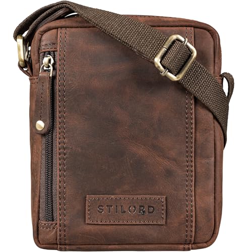 STILORD 'Brandon' Herrentasche Leder Braun Umhängetasche klein Schultertasche Männer 7 Zoll Tablet Herrenhandtasche Messenger Bag Echtes Leder, Farbe:zamora - braun von STILORD