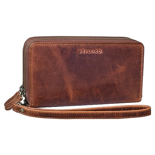 STILORD 'Bryan' Geldbörse Handgelenk Herren Leder mit Handschlaufe Geldbeutel Portemonnaie RFID Wallet Herren Handytasche Handgelenktasche Echtleder, Farbe:kara - cognac von STILORD