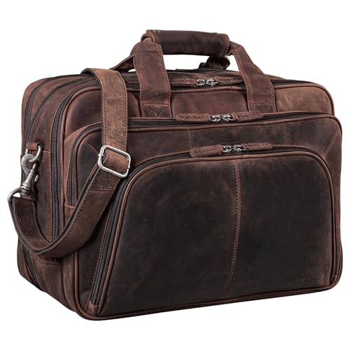 STILORD 'Calisto' Extra Große Arbeitstasche Leder Vintage Lehrertasche Aktentasche Office Bag XL Businesstasche für 2 Aktenordner 17 Zoll Laptoptasche Echtleder, Farbe:Zamora - braun von STILORD