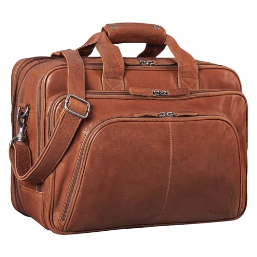 STILORD 'Calisto' Extra Große Arbeitstasche Leder Vintage Lehrertasche Aktentasche Office Bag XL Businesstasche für 2 Aktenordner 17 Zoll Laptoptasche Echtleder, Farbe:maraska - braun von STILORD