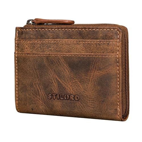 STILORD 'Cardino' Kredit-Kartenetui Leder Kartenhalter - Geldbörse Herren Echtleder - Mini Card-Holder Wallet Karten-Portemonnaie Damen Klein Geldbeutel Portmonee RFID, Farbe:Bergamo - braun von STILORD