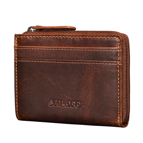 STILORD 'Cardino' Kredit-Kartenetui Leder Kartenhalter - Geldbörse Herren Echtleder - Mini Card-Holder Wallet Karten-Portemonnaie Damen Klein Geldbeutel Portmonee RFID, Farbe:Salerno - braun von STILORD