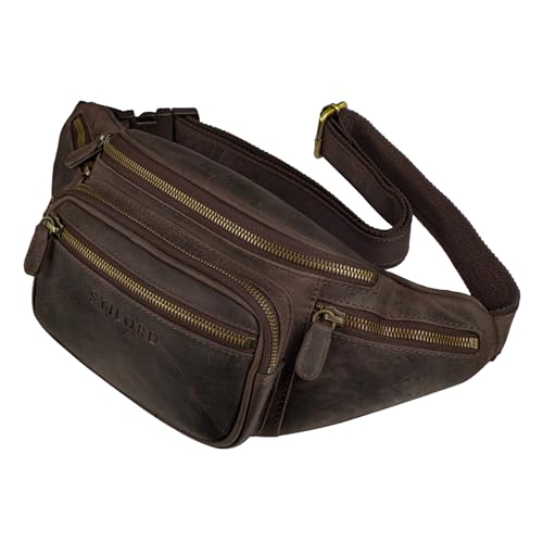 STILORD große Leder-Bauchtasche braun - Vintage Gürteltasche für Herren, Damen & Kinder - Retro Hüfttasche für Jogging, Festival, Urlaub 'Caspar' von STILORD