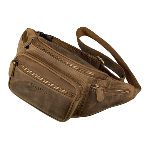 STILORD große Leder-Bauchtasche braun - Vintage Gürteltasche für Herren, Damen & Kinder - Retro Hüfttasche für Jogging, Festival, Urlaub 'Caspar' von STILORD