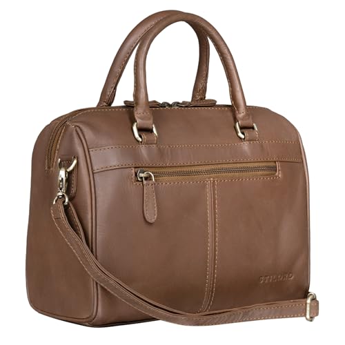 STILORD 'Cassandra' Leder Handtasche Damen Fashion-Tasche Ledertasche Henkeltasche Umhängetasche und Schultertasche Echtleder, Farbe:havanna - braun von STILORD