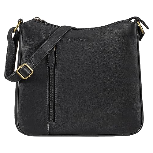 STILORD 'Cecilia' Kleine Umhängetasche Damen Elegante Handtasche Schultertasche Crossbody Bag Ausgehtasche Vintage Echtleder, Farbe:schwarz von STILORD