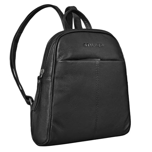 STILORD 'Charlotte' Rucksack Damen Elegant Leder Kleiner City Rucksack Vintage Rucksackhandtasche klein Daypack Freizeit Shopping Echtleder, Farbe:schwarz von STILORD