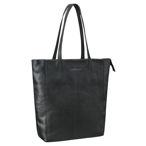 STILORD 'Chelsea' Vintage Shopper Leder Handtasche Damen Groß Tote Bag Echtleder Umhängetasche Frauen Ledertasche Weich Schultertasche XXL Hobo Bag, Farbe:schwarz von STILORD