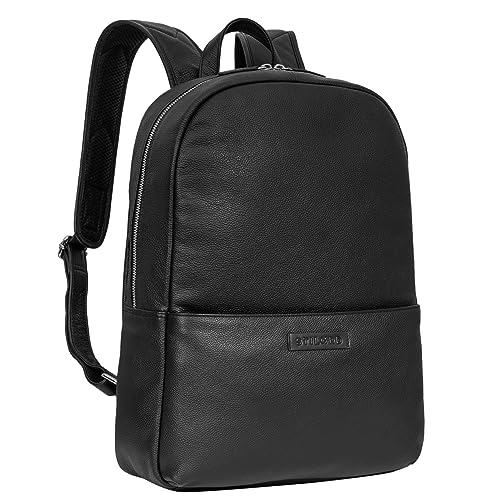 STILORD 'Chicago' Leder Rucksack mit Laptopfach für 13,3 Zoll Notebooks Vintage Backpack Business Rucksack für Herren und Damen Uni Rucksack, Farbe:schwarz von STILORD