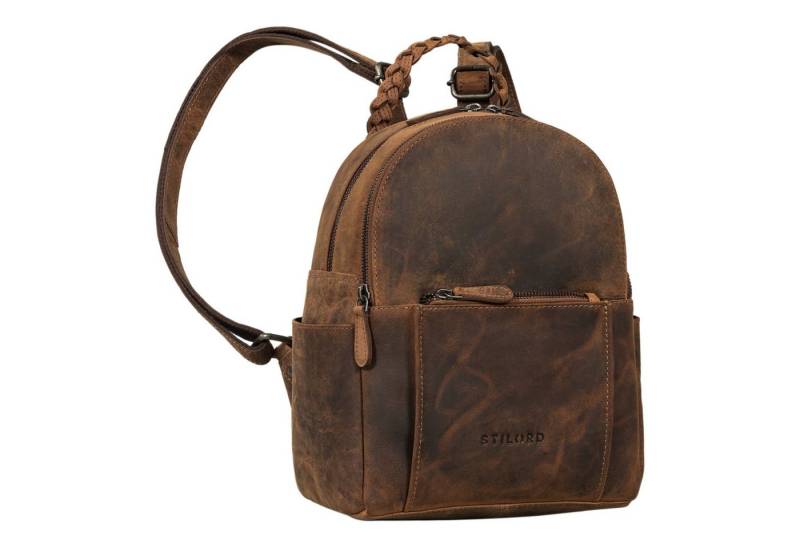 STILORD Cityrucksack "Luna" Eleganter Leder-Rucksack Damen klein mit geflochtenem Henkel von STILORD
