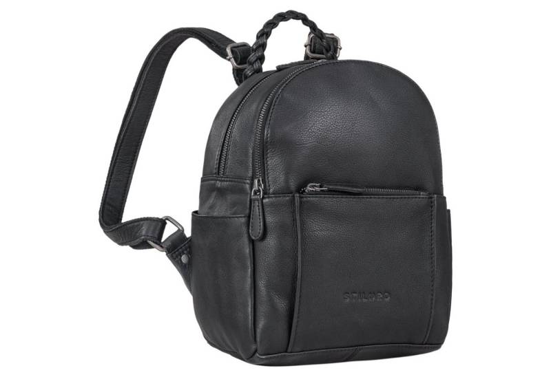 STILORD Cityrucksack "Luna" Eleganter Leder-Rucksack Damen klein mit geflochtenem Henkel von STILORD