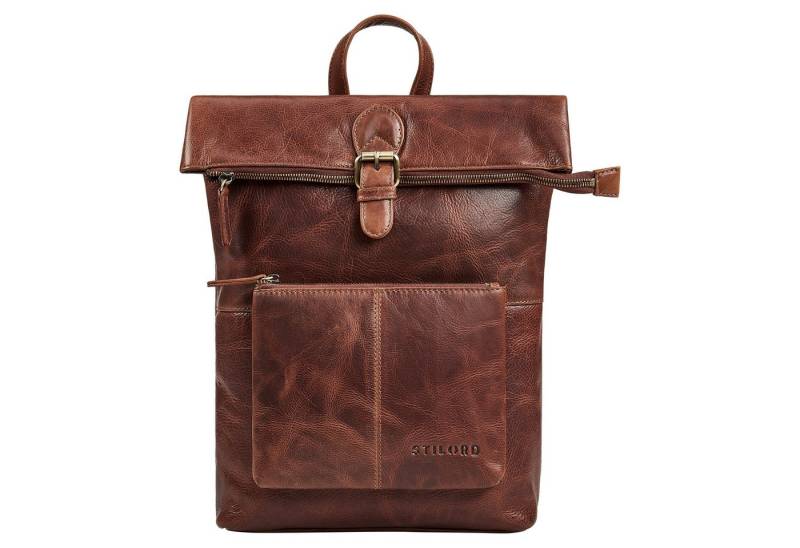 STILORD Cityrucksack "Niagara" Leder Rolltop Rucksack Damen für 13,6 Zoll Laptops DIN A4 von STILORD